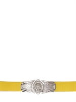 BALMAIN - CINTURA IN PELLE CON PLACCA IN METALLO - GIALLO/ARGENTO