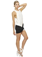 ANTHONY VACCARELLO - KLEID AUS CREPE DE CHINE UND SATINKREPP - SCHWARZ/WEIß
