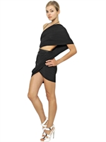 ANTHONY VACCARELLO - PLISSIRTER KLEID AUS SEIDENKREPP & EINER SCHULTER - SCHWARZ
