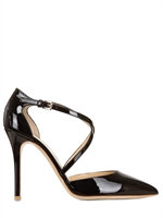SEMILLA - 100MM PATENT CRISS CROSS PUMPS - BLACK
