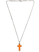 LES PETITS JOUEURS - JINNY CROSS NECKLACE - ORANGE/SILVER