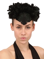 NANÀ - CAPPELLO SAGOMATO CON PIUME - NERO