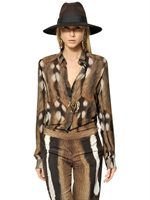 ROBERTO CAVALLI - HEMD AUS SEIDENGEORGETTE MIT ANTILOPENDRUCK - MULTI