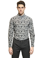 ROBERTO CAVALLI - PRINTED SILK & COTTON BLEND SHIRT - BLACK/WHITE