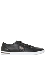 DOLCE & GABBANA - UK LOGO PLAQUE NAPPA LEATHER SNEAKERS - BLACK