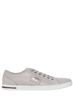 DOLCE & GABBANA - UK LOGO PLAQUE NAPPA LEATHER SNEAKERS - PEARL GREY