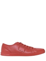 DOLCE & GABBANA - UK LOGO PLAQUE NAPPA LEATHER SNEAKERS - RED