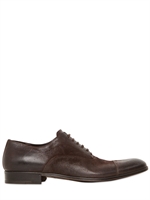 DOLCE & GABBANA - NAPOLI  LEATHER OXFORD LACE-UP SHOES - BROWN