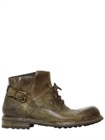 DOLCE & GABBANA - SAN PIETRO MUD LEATHER BELTED LOW BOOTS - BROWN