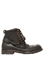 DOLCE & GABBANA - SAN PIETRO LEATHER LOW BOOTS - BLACK