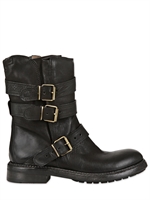FRUIT - 20MM MULTI BUCKLED LEATHER BIKER BOOTS - BLACK