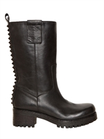STRATEGIA - 50MM STUDDED CALFSKIN BIKER BOOTS - BLACK