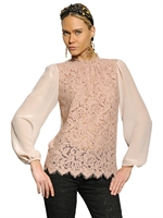 DOLCE & GABBANA - VISCOSE LACE & CREPE DE CHINE SHIRT - LIGHT PINK