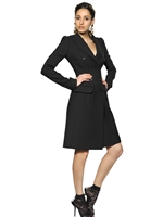 DOLCE & GABBANA - DOUBLE BREASTED DIAGONAL WOOL COAT - BLACK