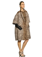 DOLCE & GABBANA - PRINTED LEOPARD SILK WOOL JACQUARD COAT - LEOPARD