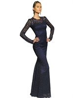 DOLCE & GABBANA - LANGES VISKOSE-SPITZEN-KLEID - MIDNIGHT