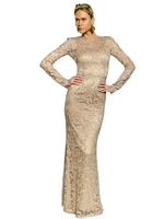 DOLCE & GABBANA - LANGES VISKOSE-SPITZEN-KLEID - GOLD