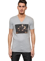 DOLCE & GABBANA - AL PACINO COTTON JERSEY V NECK T-SHIRT - GREY  MELANGE