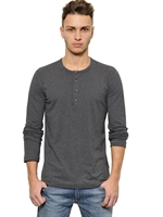 DOLCE & GABBANA - COTTON JERSEY LONG SLEEVE SERAFINO SHIRT - ANTHRACITE