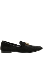 GIUSEPPE ZANOTTI HOMME - SUEDE LOAFERS WITH METAL HORN TASSELS - BLACK