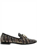 GIUSEPPE ZANOTTI HOMME - CRYSTAL &SUEDE LOAFERS WITH HORN TASSELS - BLACK/GOLD