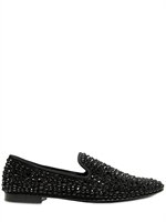 GIUSEPPE ZANOTTI HOMME - CRYSTAL STUDDED SUEDE LOAFERS - BLACK