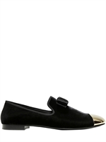 GIUSEPPE ZANOTTI HOMME - POINTED GOLD TOE VELVET LOAFERS - BLACK