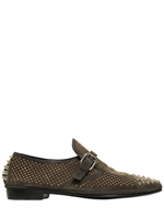 GIUSEPPE ZANOTTI HOMME - STUDDED SUEDE LOAFERS - GREEN/GOLD
