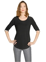 BURBERRY BRIT - TOP IN JERSEY DI COTONE STRETCH - NERO
