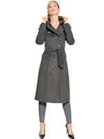 BURBERRY BRIT - SHEERAN MILITARY CASHMERE BLEND COAT - DARK GREY