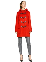 BURBERRY BRIT - MINSTEAD HOODED WOOL COAT - RED