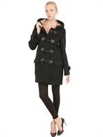 BURBERRY BRIT - MINSTEAD HOODED WOOL CLOTH - BLACK