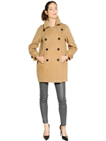 BURBERRY BRIT - BUSBY DOUBLE BREASTED WOOL CLOTH COAT - CAMEL