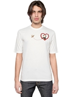 DSQUARED - HEART PRINTED LT. COTTON JERSEY T-SHIRT - WHITE