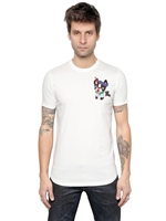 DSQUARED - COTTON JERSEY T-SHIRT W/ DOG PATCH - WHITE
