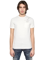 DSQUARED - PUFF NOTES COTTON JERSEY T-SHIRT - WHITE
