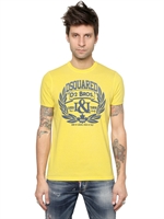 DSQUARED - D2 BROS LIGHT COTTON JERSEY T-SHIRT - YELLOW