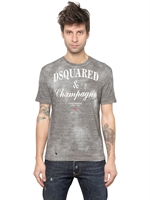 DSQUARED - VINTAGED COTTON JERSEY T-SHIRT - MELANGE GREY