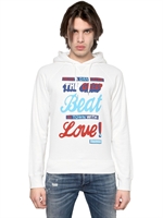 DSQUARED - FELPA IN COTONE CON CAPPUCCIO - BIANCO