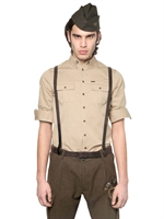 DSQUARED - STRETCH DRILL COTTON MILITARY SHIRT - BEIGE