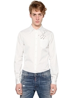 DSQUARED - PUFF NOTES COTTON POPLIN SHIRT - WHITE