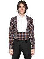 DSQUARED - CHECKED COTTON SHIRT - BROWN/BLUE