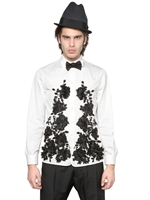 DSQUARED - SWAROVSKI & COTTON POPLIN SHIRT - WHITE