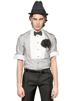 DSQUARED - TULLE & POPLIN REGULAR FIT SHIRT - WHITE/BLACK