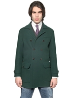 DSQUARED - ZWEIREIHIGER TRENCH COAT AUS DOPPELTER WOLLE - DUNKELGRÜN