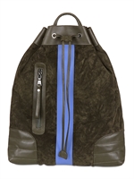 NEIL BARRETT - ZAINO IN PELLE E NYLON - VERDE MILITARE