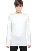 ANN DEMEULEMEESTER - LONG SLEEVED COTTON JERSEY T-SHIRT - WHITE