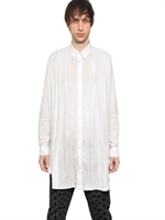 ANN DEMEULEMEESTER - NYLON SATIN COTTON LONG SHIRT - WHITE