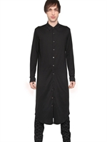 ANN DEMEULEMEESTER - COTTON JERSEY SHIRT DRESS - BLACK