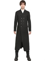 ANN DEMEULEMEESTER - ZWEIREIHIGER MANTEL AUS LEINEN/WOLLMISCHUNG - SCHWARZ
